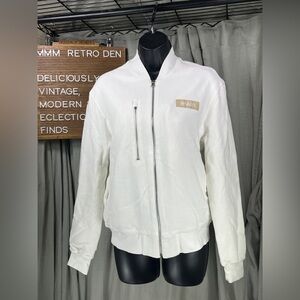 Happy Earth Apparel Organic Cotton Cirrus Women's White Bomber Jacket | Small